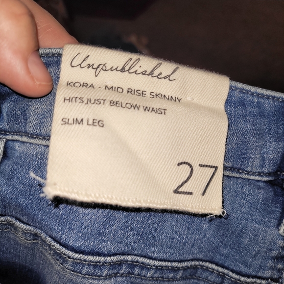 NEW - Unpublished Jeans Womens 27 Skinny Mid Rise Medium Wash Blue Denim Stretch - Picture 3 of 4